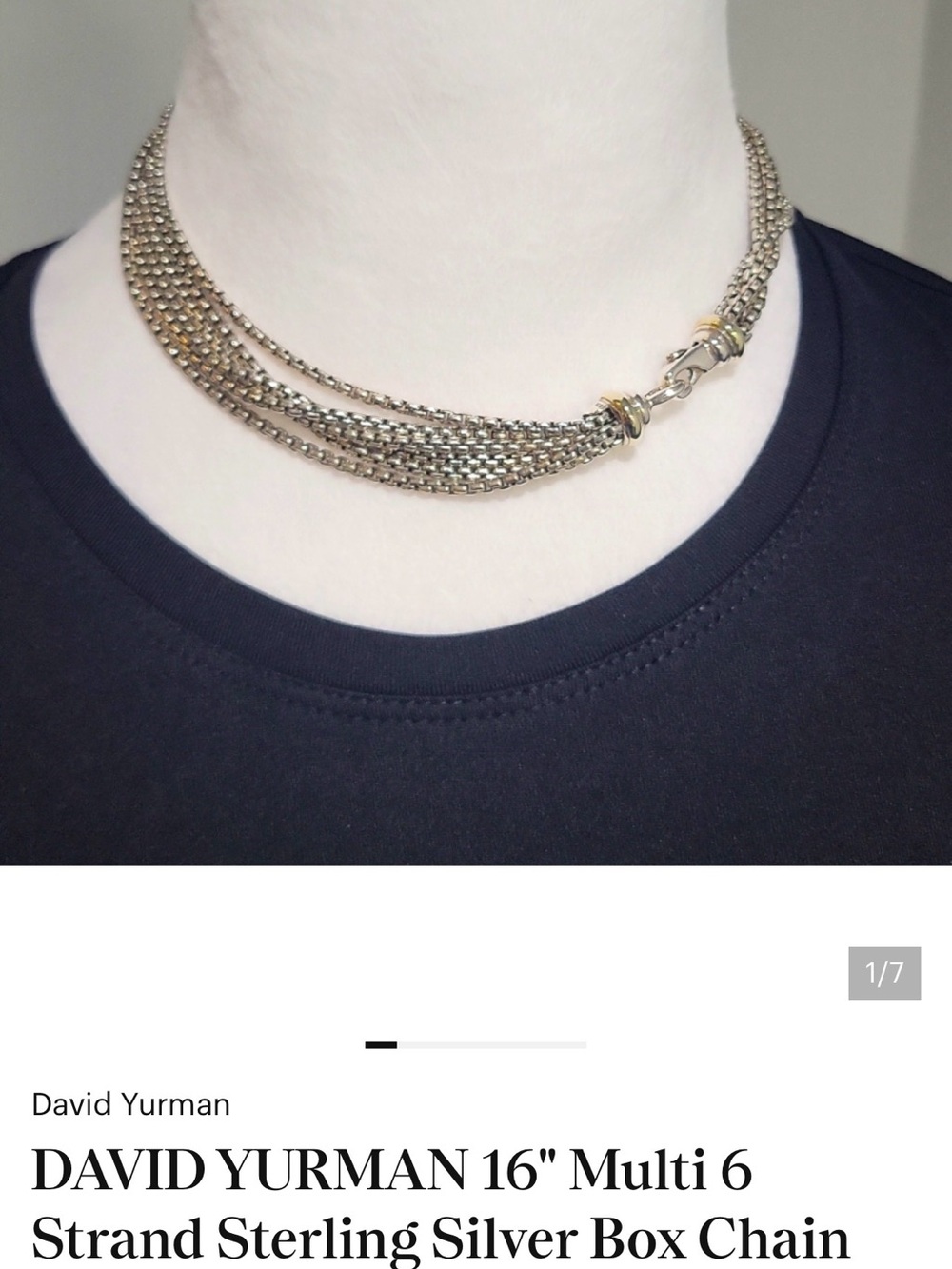 David Yurman Multi-Strand Sterling Chain Necklace - Silver with Gold Accents